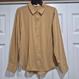 Maurices Tan Buttonup Blouse size Medium